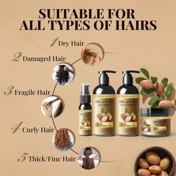 Factory Price Custom Organic Anti Hair Loss Best Private Label Natural OEM Argan Oil Hair Shampoo and Conditioner