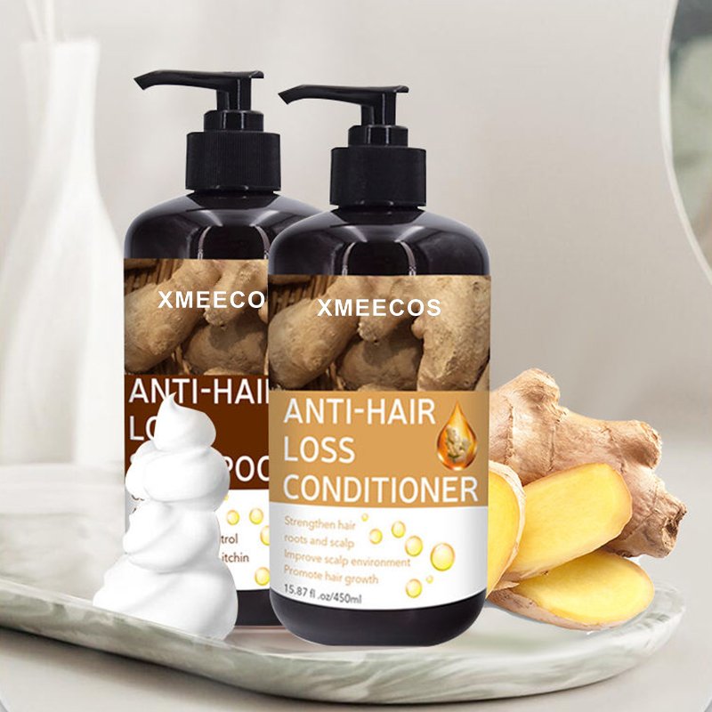 Private Label 100% Pure Natural Herbal Hair Care Set Anti Hair Loss Ginger Hair Growth Shampoo And Conditioner