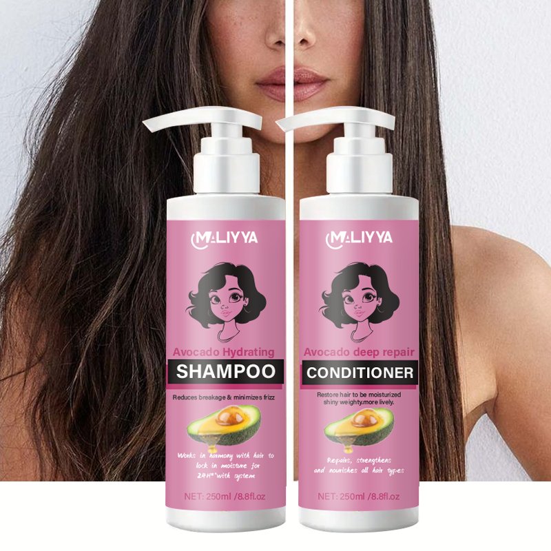 Private label shampoo set avocado oil control nourishing strengthening hair repair damaged curly hair custom logo shampoo set
