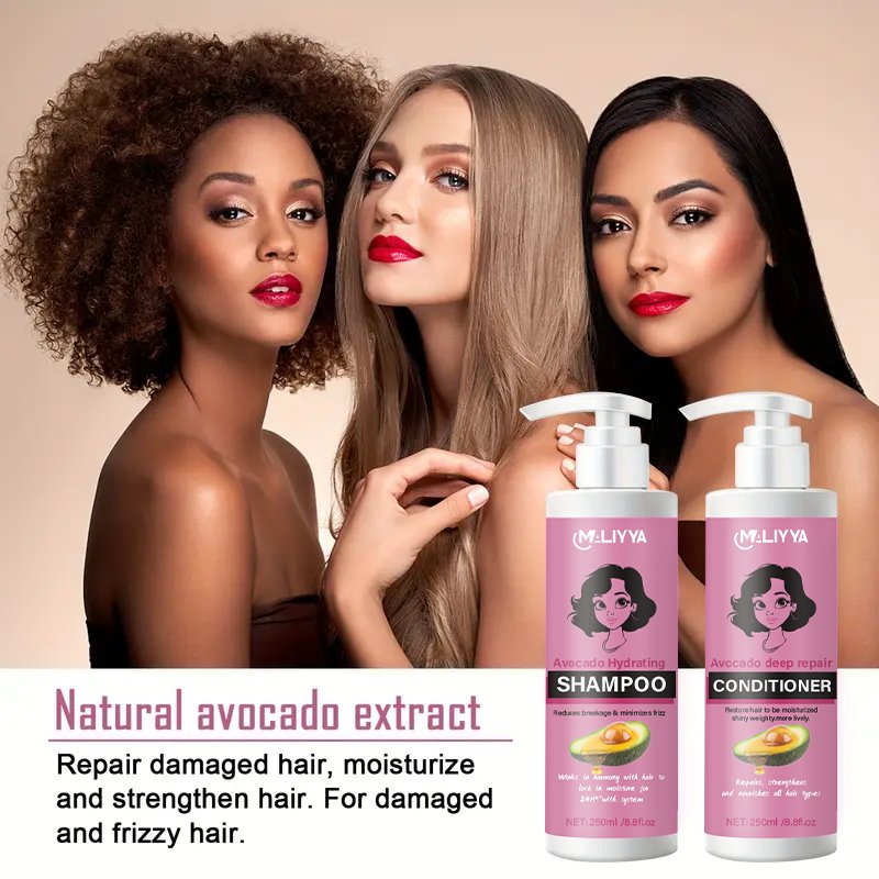 Private label shampoo set avocado oil control nourishing strengthening hair repair damaged curly hair custom logo shampoo set