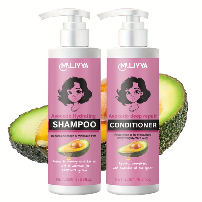 Private label shampoo set avocado oil control nourishing strengthening hair repair damaged curly hair custom logo shampoo set