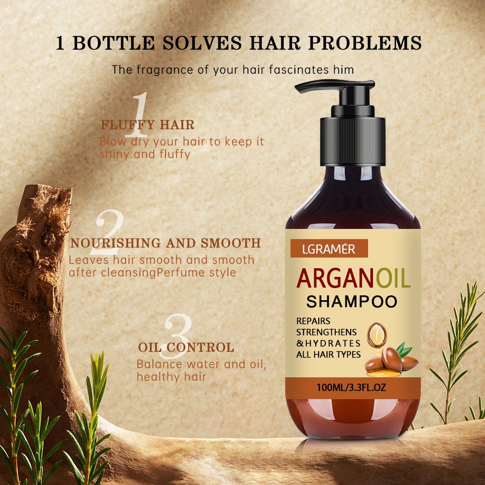 Argan oil improves hair dryness provides long-lasting softness hair care shampoo