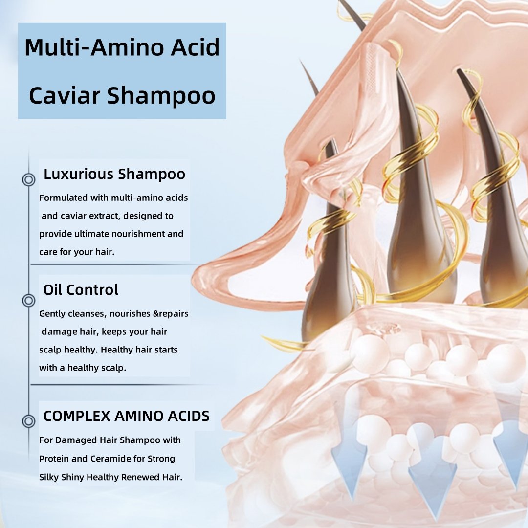 Private label Hair Care Caviar Amino Acid Shampoo Refreshing and Fluffy Shampoo and Conditioner