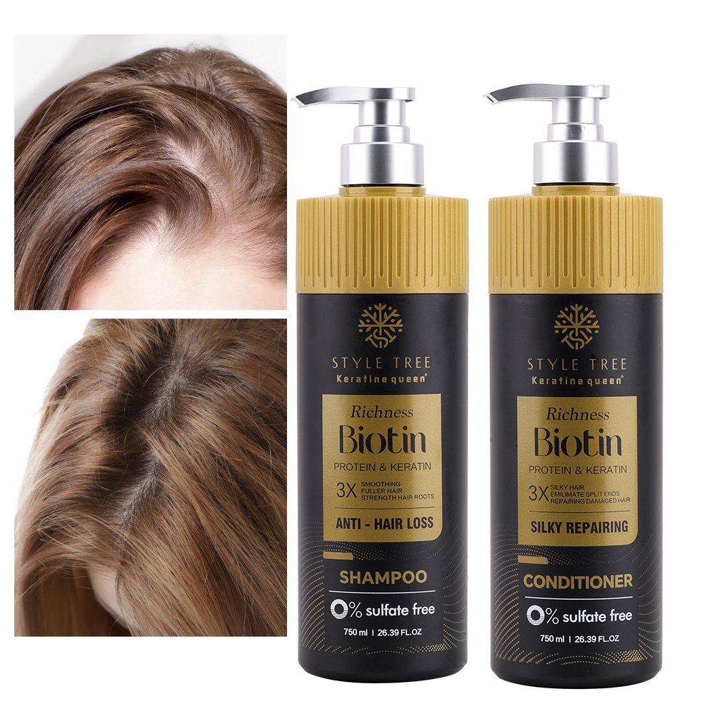 Private Label Organic Biotin Hair Growth Shampoo And Conditioner Set Natural Herbal Thickening Anti Hair Loss Shampoo