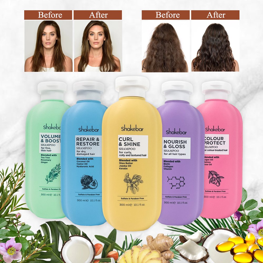 Shakebar For Curling Hair Keratin Shampoo Private Label Nourish Moisturizing Hair care Curly Shampoo and Conditioner Set
