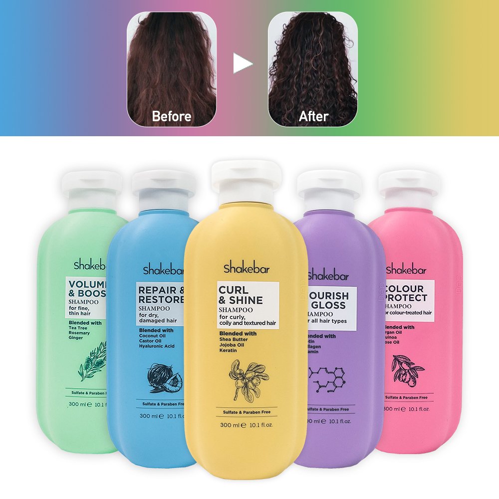 Shakebar For Curling Hair Keratin Shampoo Private Label Nourish Moisturizing Hair care Curly Shampoo and Conditioner Set
