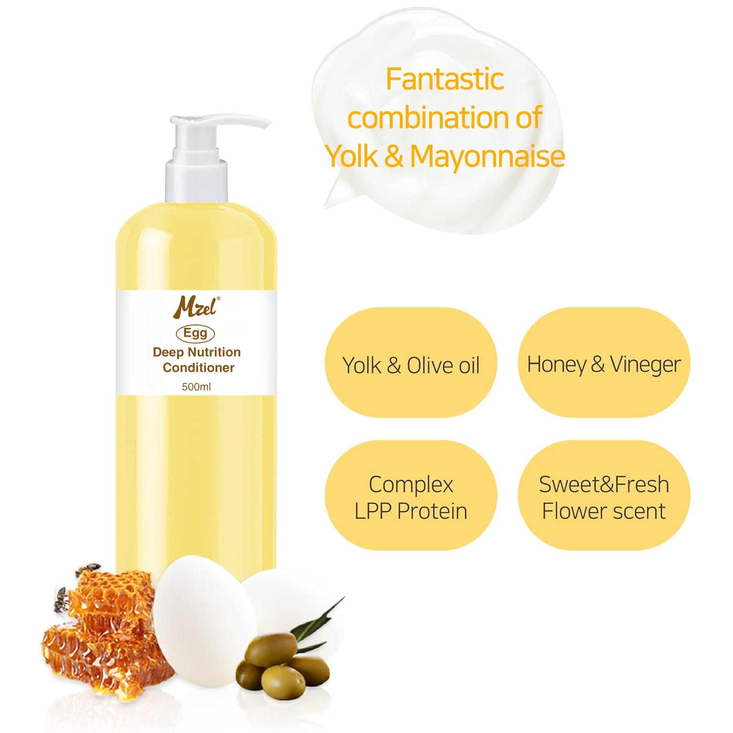Private Label Egg Deep Nutrition Shampoo and Conditioner Hair care Set for Dry And Damage Hair with Honey Olive Oil