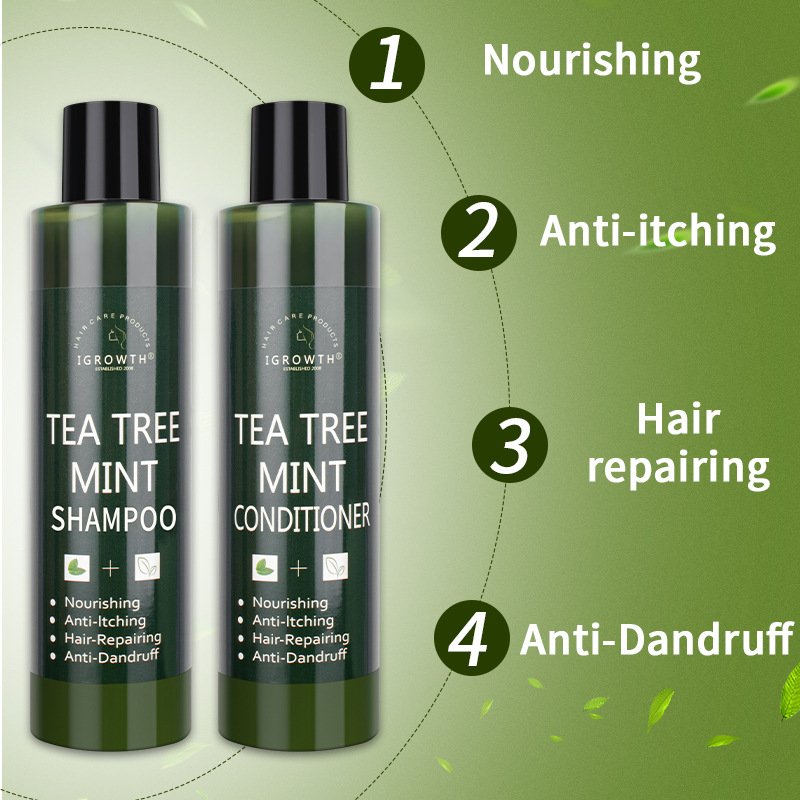 natural organic nourishing tea tree anti itch dandruff hair care shampoo and conditioner