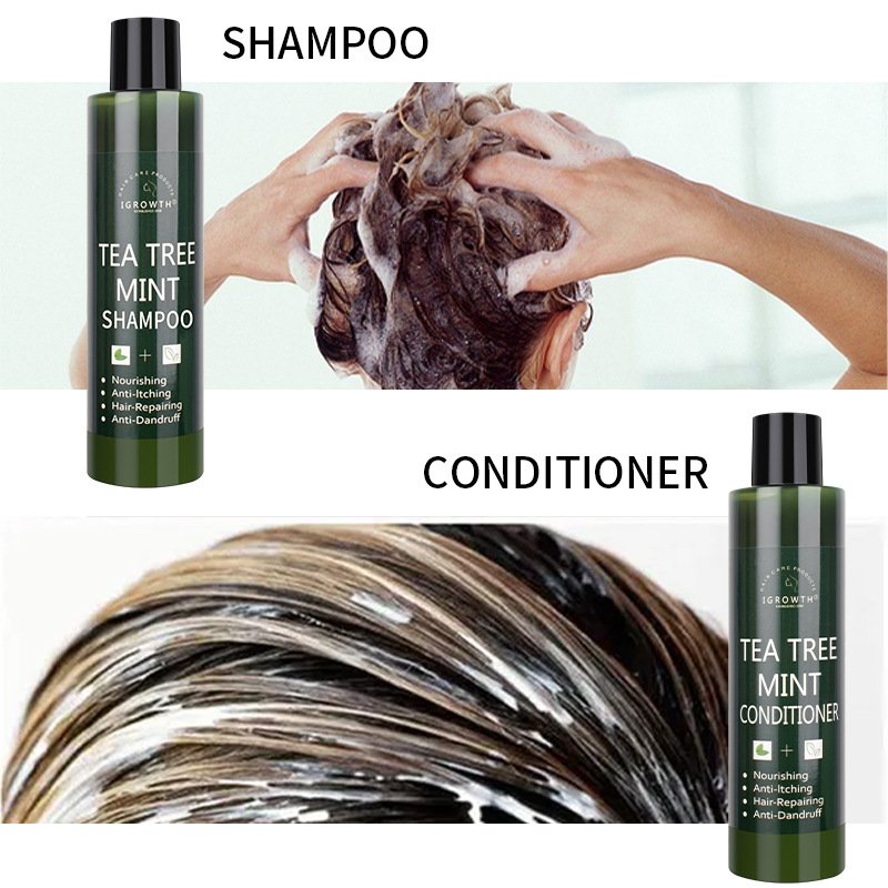natural organic nourishing tea tree anti itch dandruff hair care shampoo and conditioner