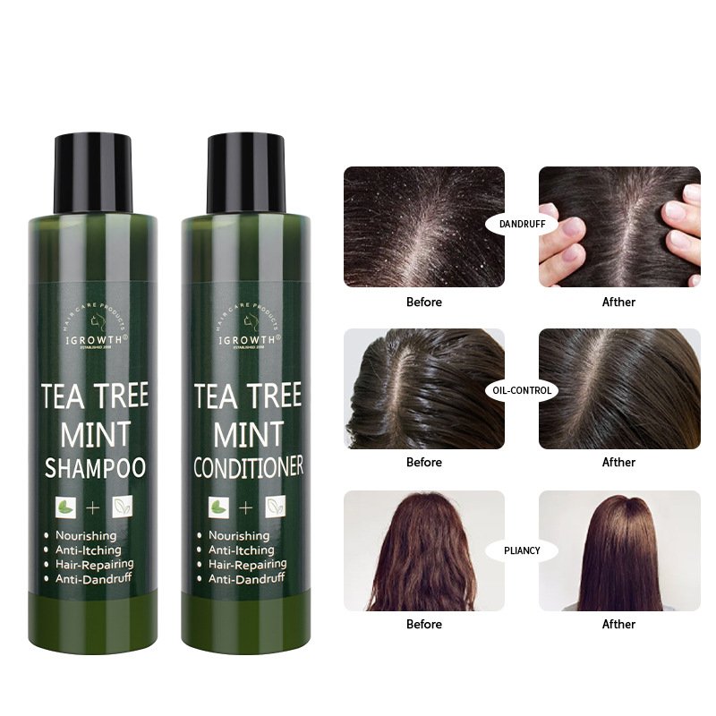 natural organic nourishing tea tree anti itch dandruff hair care shampoo and conditioner