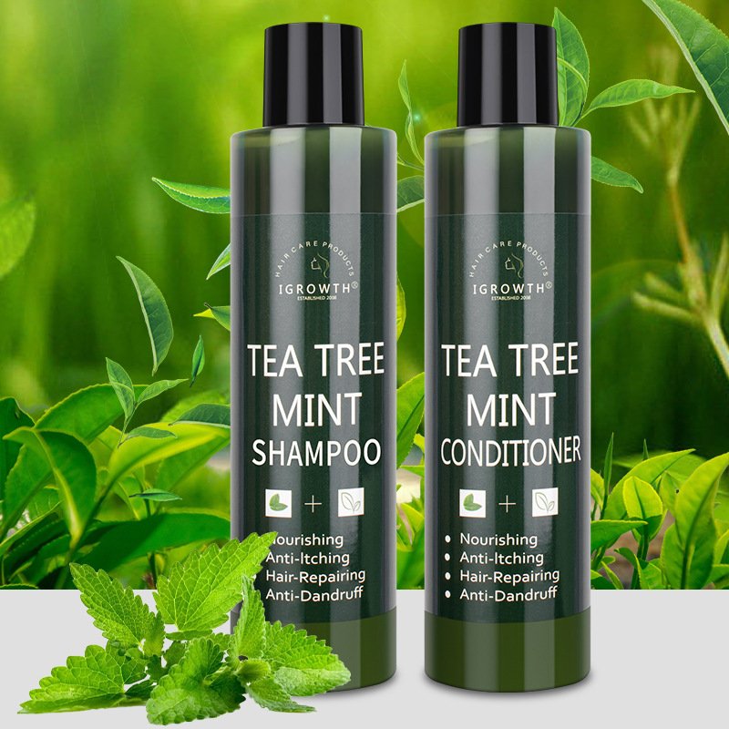 natural organic nourishing tea tree anti itch dandruff hair care shampoo and conditioner
