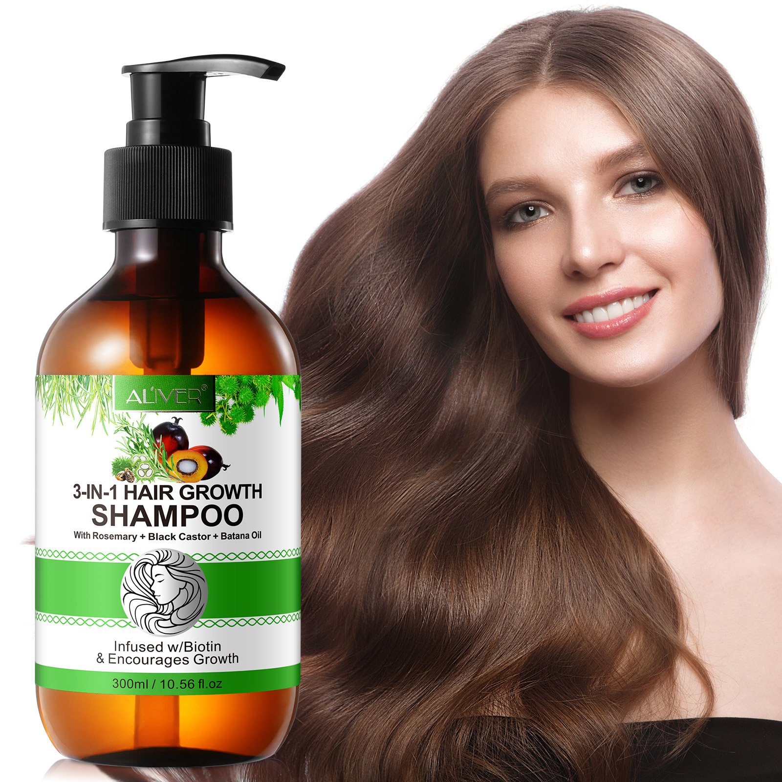 ALIVER private label enhances hair shine organic biotin low moq jamaican black castor batana rosemary oil hair growth shampoo