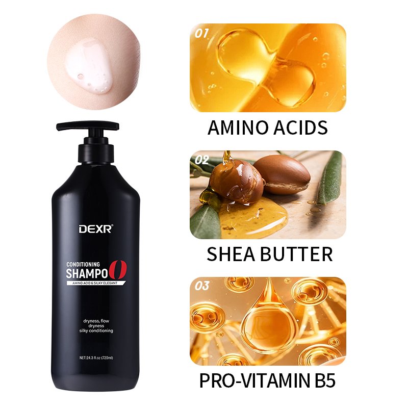 Oem/Odm Custom 720Ml Wash Hair Care Products Natural Amino Acids Silky Soft Conditioning Hair Shampoo