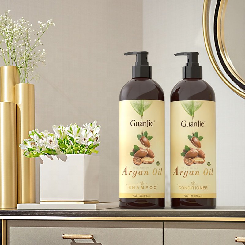 OEM ODM Custom Luxury Sulphate Free Vegan 100% Natural Organic Argan Oil Hair Care Shampoo and Conditioner Set