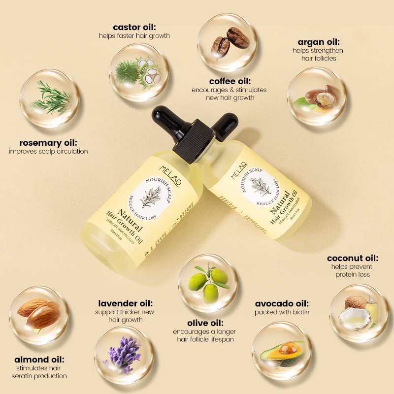 Private Label Natural Hair Care Nourishing Volumizing Castor Rosemary Hair Growth Oil For Women