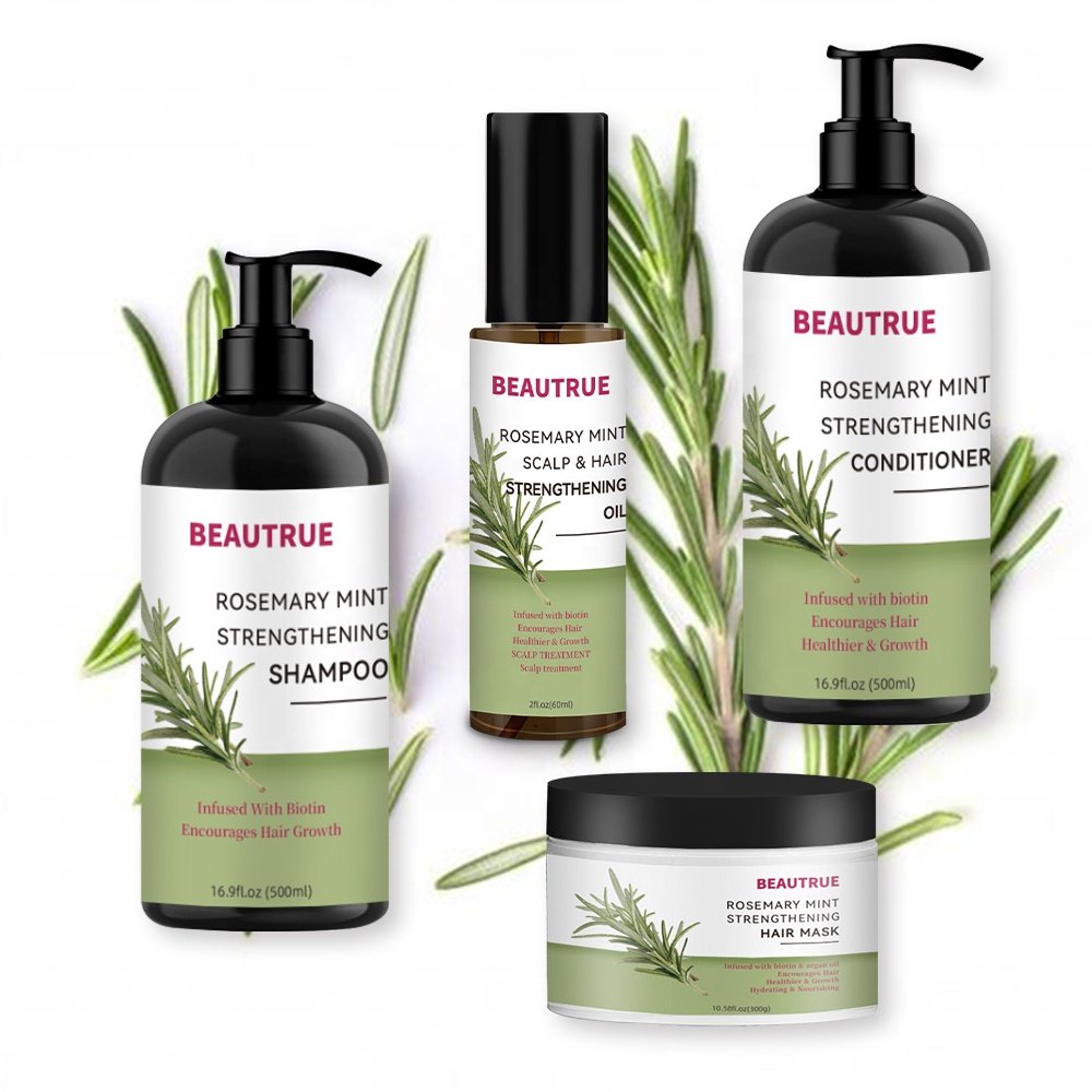 OEM/ODM Private Label Hair Growth Rosemary Mint Shampoo And Conditioner Set Soft Smoothing Hair Rosemary Shampoo Hair Care Set
