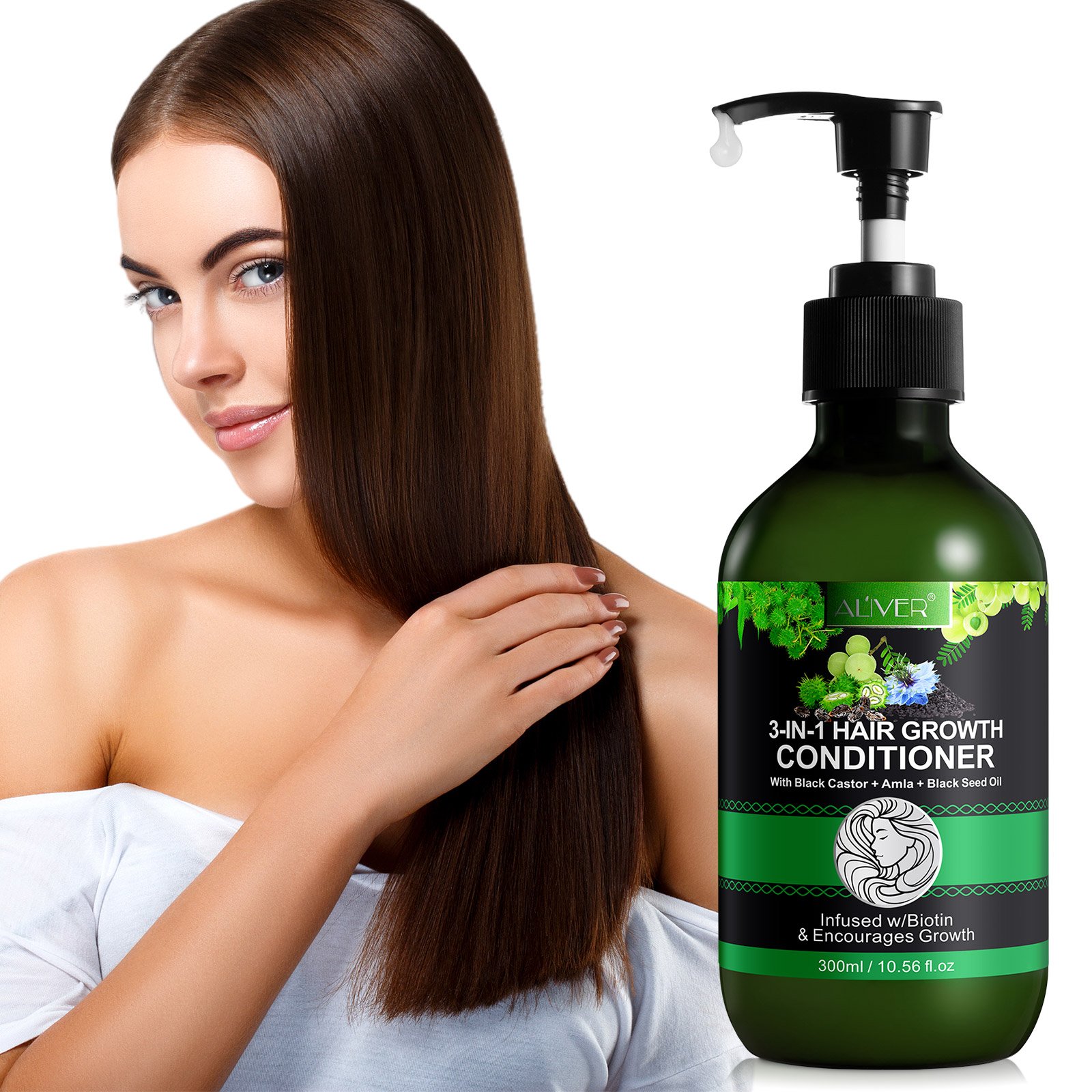ALIVER restores natural shine hair growth jamaican black castor black seed oil amla hair oil shampoo and conditioner