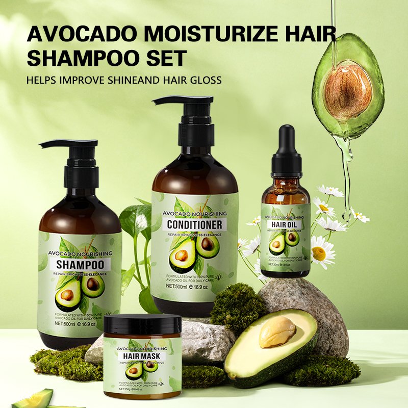 500ml Avocado Shampoo and Conditioner Set Sulfate Free Organic Formula Nourishing Strengthening Prevents Detachment Fixes Hair