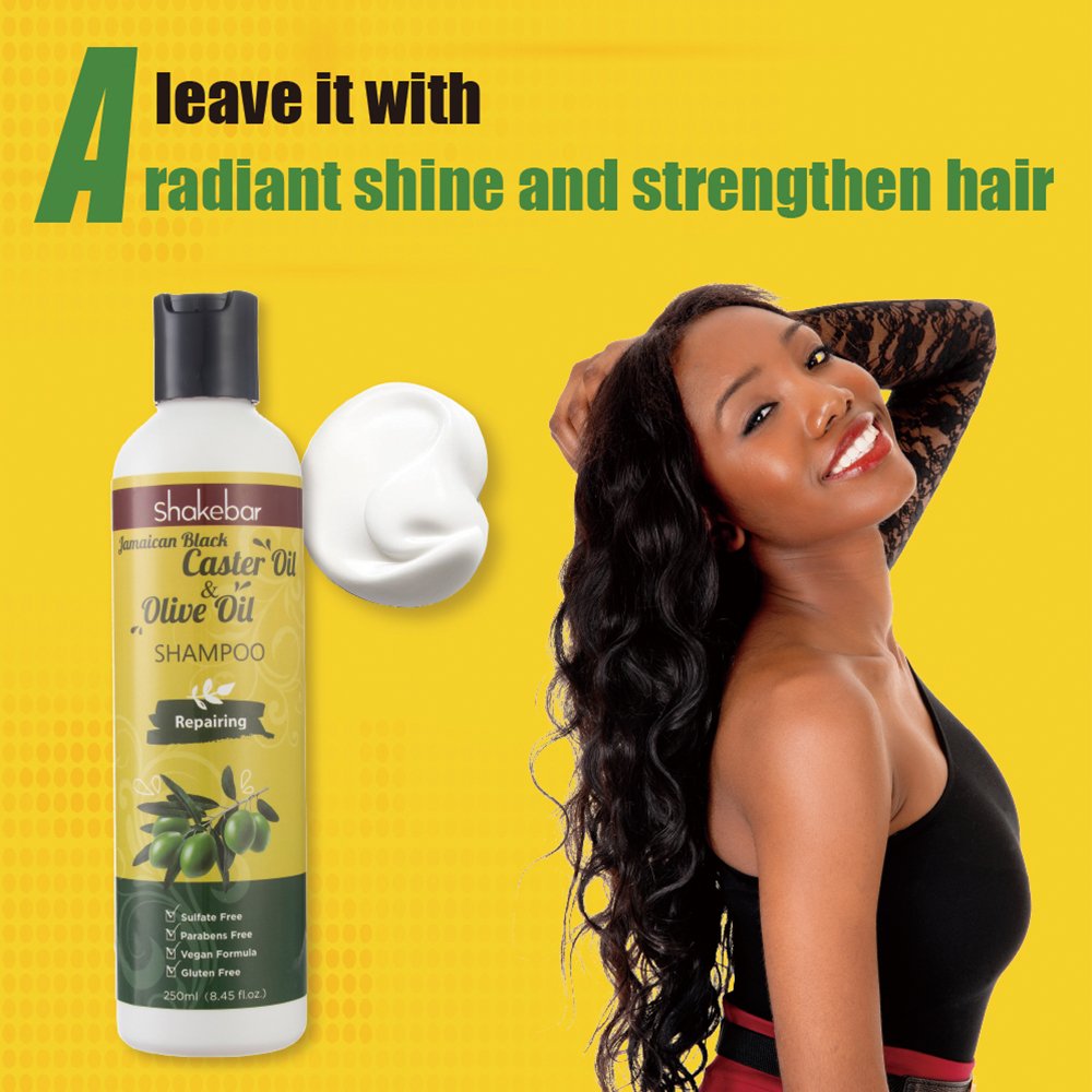 SHAKEBAR Private Label Sulphate-free Hair Salon Jamaican Black Caster Oil Olive Oil Repair Hair Care Shampoo and Conditioner