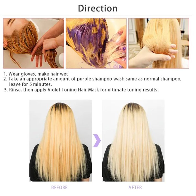 Hot selling no Yellow Toning Color Purple Silver Shampoo Blonde Platinum hair shampoo