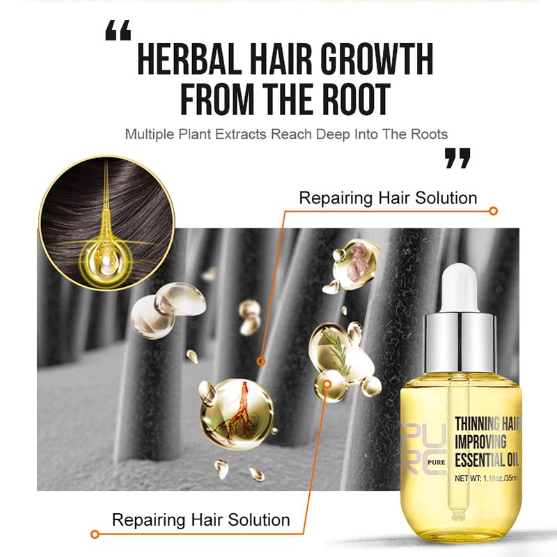 Private Label PURC Natural Hair Density Essential Oil Organic Ginger Hair Growth Oil Serum Fast Hair Growth Products