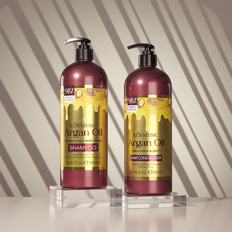 KORMESIC Private Label Natural Professional Organic Argan Oil Repair Hair Shampoo And Conditioner Oil Mask Organic Hair Care Set