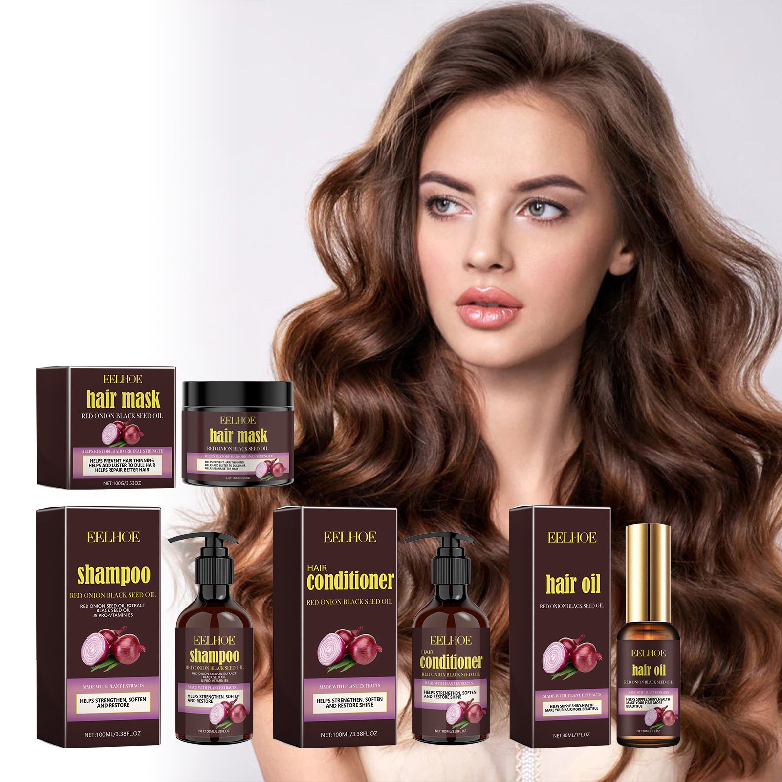 Wholesale Anit-Hair Loss Strengthens Growth Hair Red Onion Regrowth Hair Shampoo And Conditioner Set