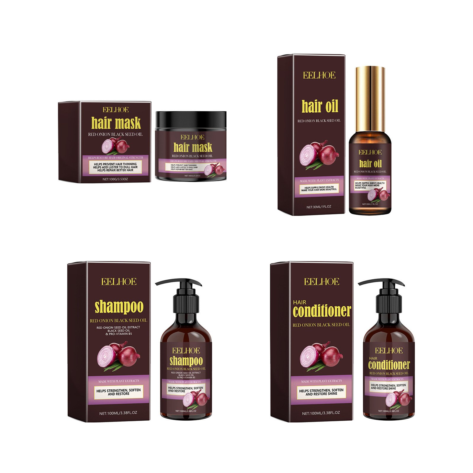 Wholesale Anit-Hair Loss Strengthens Growth Hair Red Onion Regrowth Hair Shampoo And Conditioner Set