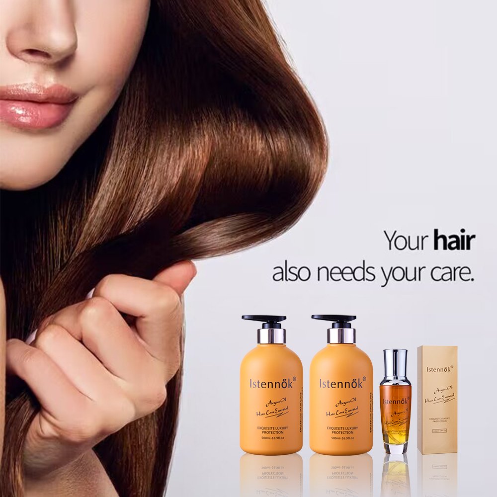 Sulfate Free Professional Color-Treated Hair Biotin Shampoo Istennok Moisturizing Argan oil Glossing Shampoo and Conditioner