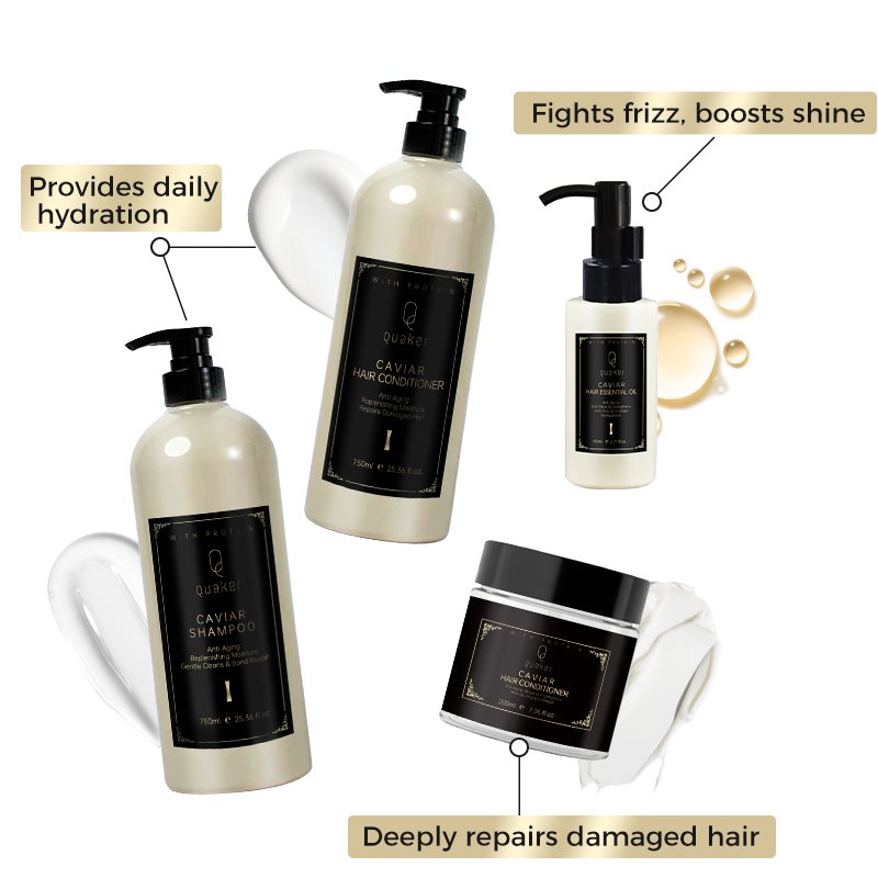 Qquaker Oem Private Label Sulfate Free Caviar Shampoo And Conditioner Hair Care Set Organic Keratin Hair Shampoo