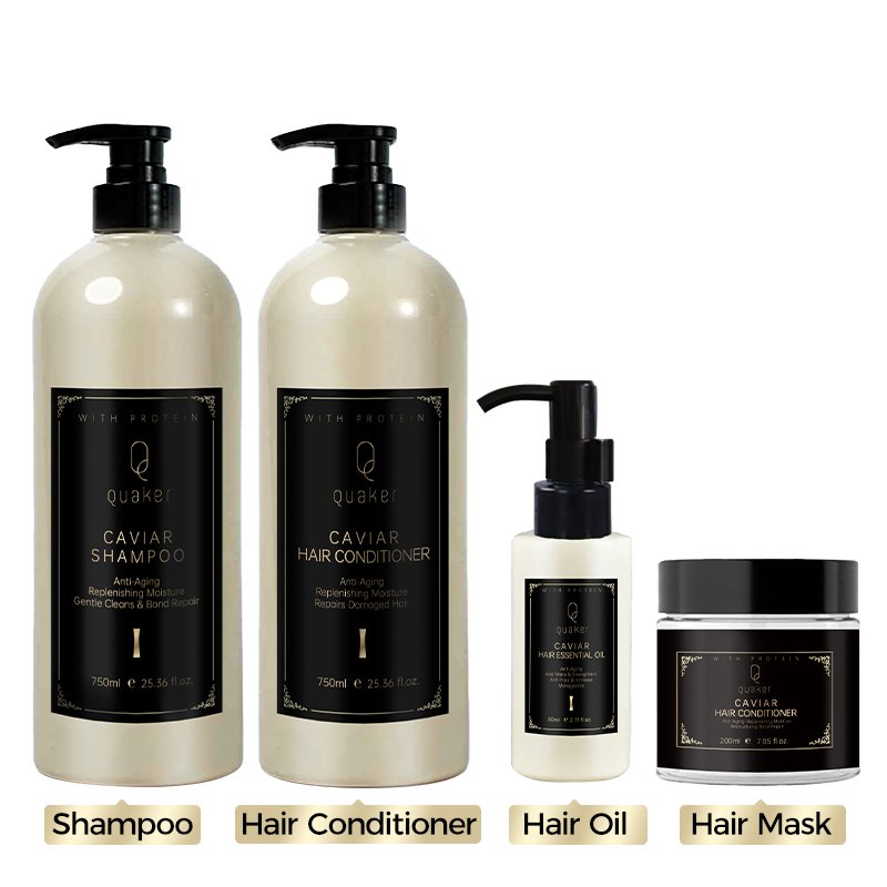 Qquaker Oem Private Label Sulfate Free Caviar Shampoo And Conditioner Hair Care Set Organic Keratin Hair Shampoo
