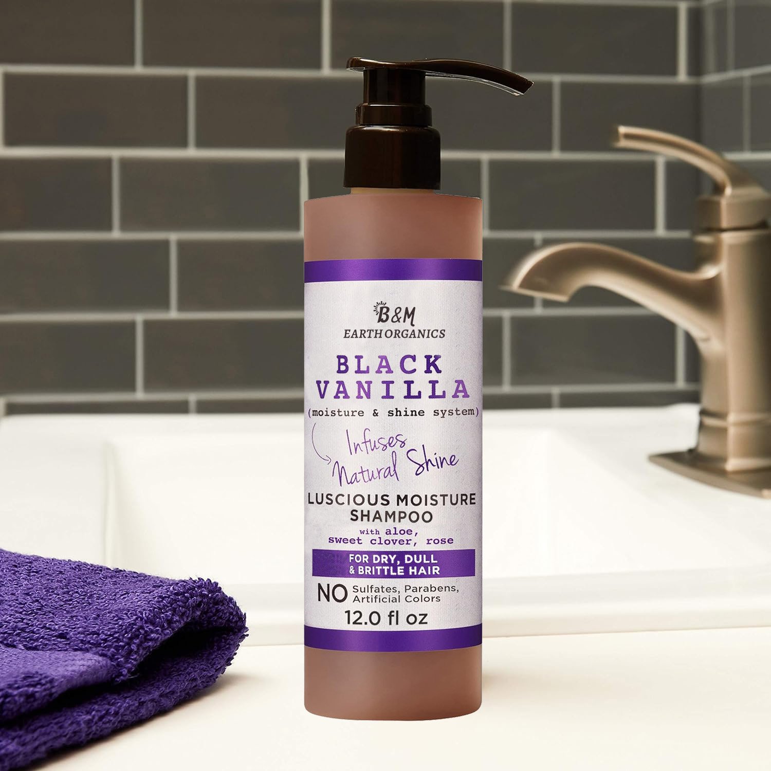 Black Vanilla Moisture Sulfate Free Shampoo for Curly Wavy or Natural Hair Moisturizing Hair Care for Dry Damaged Hair