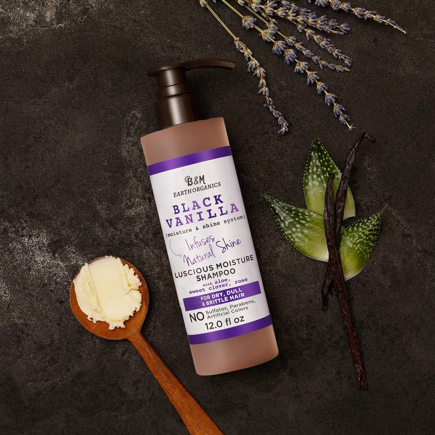 Black Vanilla Moisture Sulfate Free Shampoo for Curly Wavy or Natural Hair Moisturizing Hair Care for Dry Damaged Hair