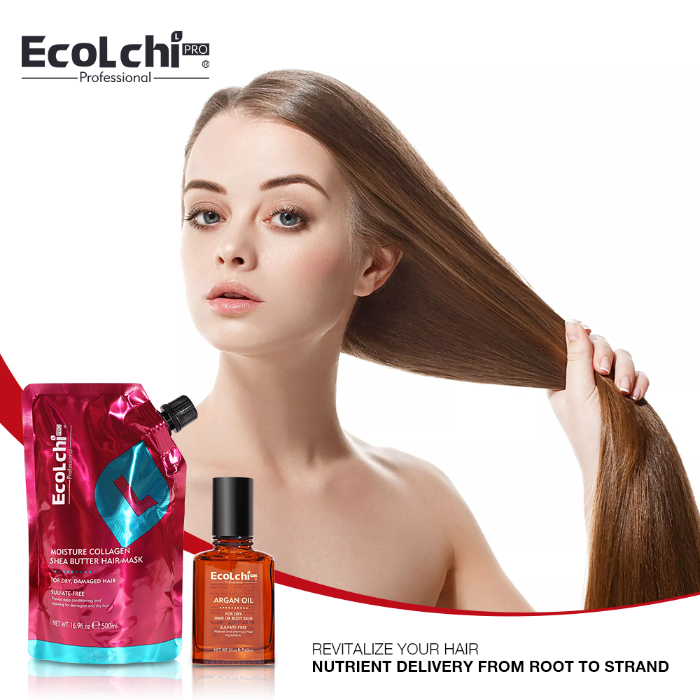 EcoLchi Best Organic Natural Hair Care Argan Oil Growth Shampoo Conditioner Hair Oil Spray Cream Mask Set Karseell Private Label
