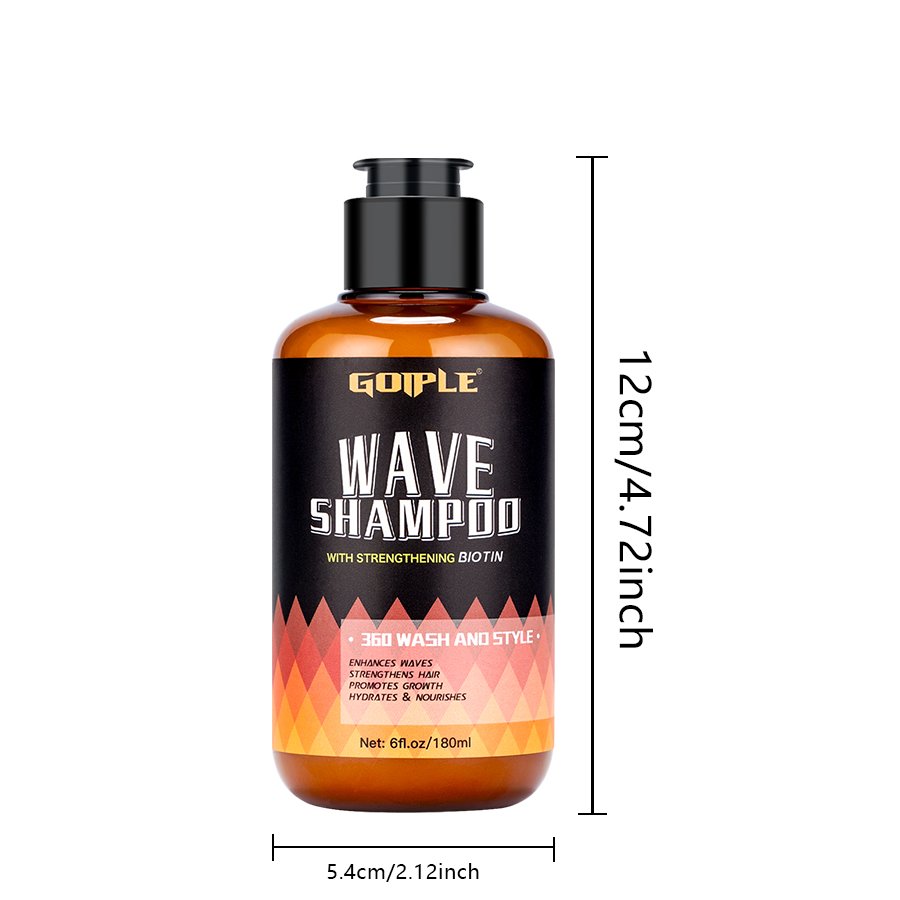 OEM ODM Custom Biotin Men Hair Wave Shampoo Reduce Hair Loss Promotes Hair Growth 360 Waves Shampoo for Black Men