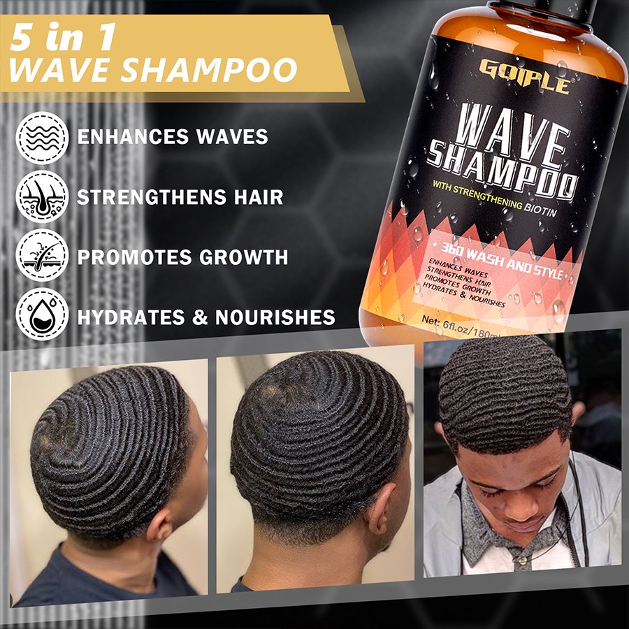 OEM ODM Custom Biotin Men Hair Wave Shampoo Reduce Hair Loss Promotes Hair Growth 360 Waves Shampoo for Black Men
