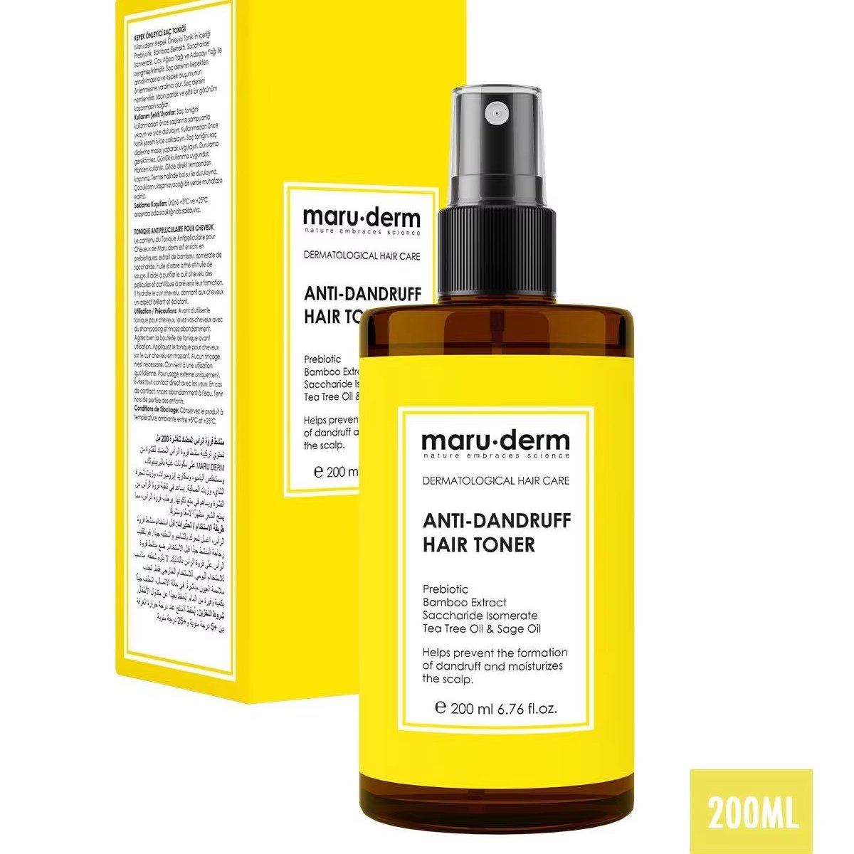 HAIR TONER ANTI DANDRUFF SLES FREE HAIR REPAIR PREBIOTIC BAMBOO EXTRACT TEA TREE PURIFY SCALP Hair Tonics 200 ML PRIVATE LABEL