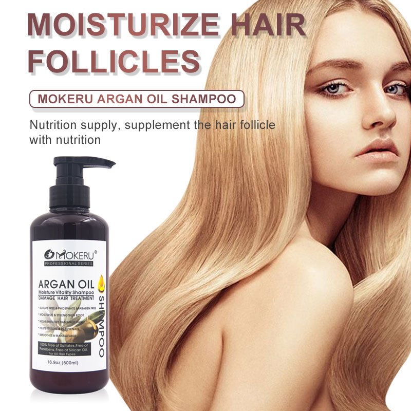Wholesale Customize Mokeru 500ml Argan Oil Morocco Hair Shampoo and Conditioner Hair Mask set for Women Hair Care Treatment