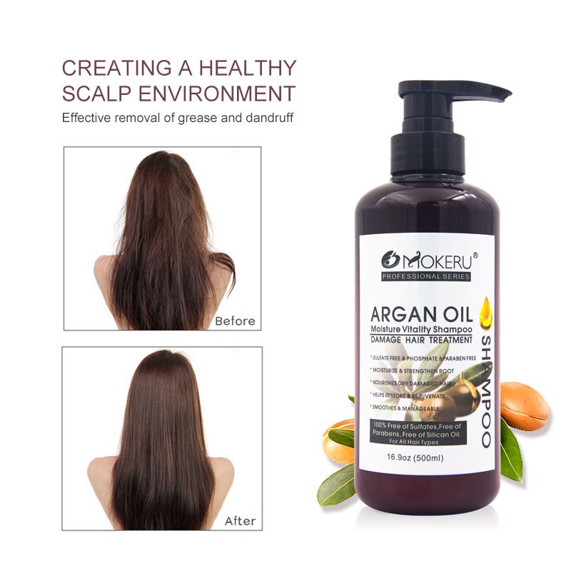 Wholesale Customize Mokeru 500ml Argan Oil Morocco Hair Shampoo and Conditioner Hair Mask set for Women Hair Care Treatment