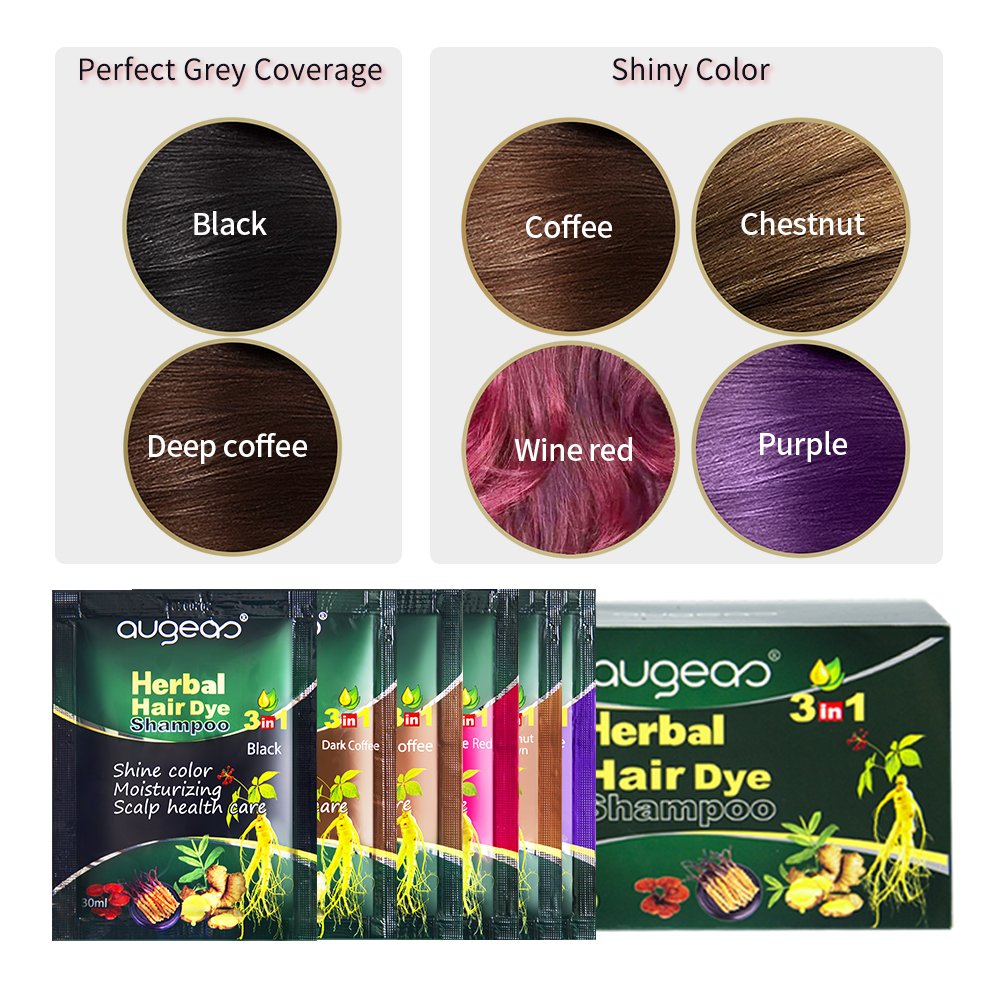 natural dyeing small bag size 30ml augeas permanent black shampoo hair dye