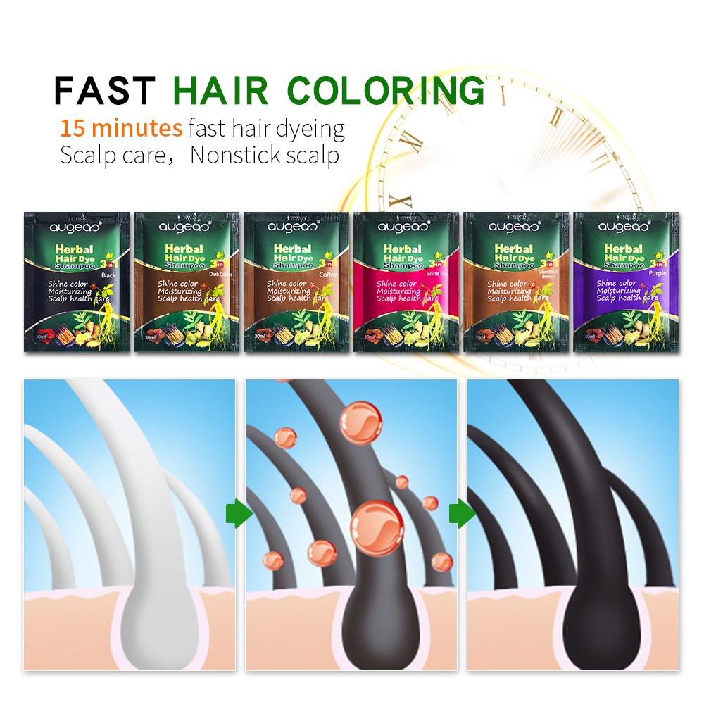 natural dyeing small bag size 30ml augeas permanent black shampoo hair dye