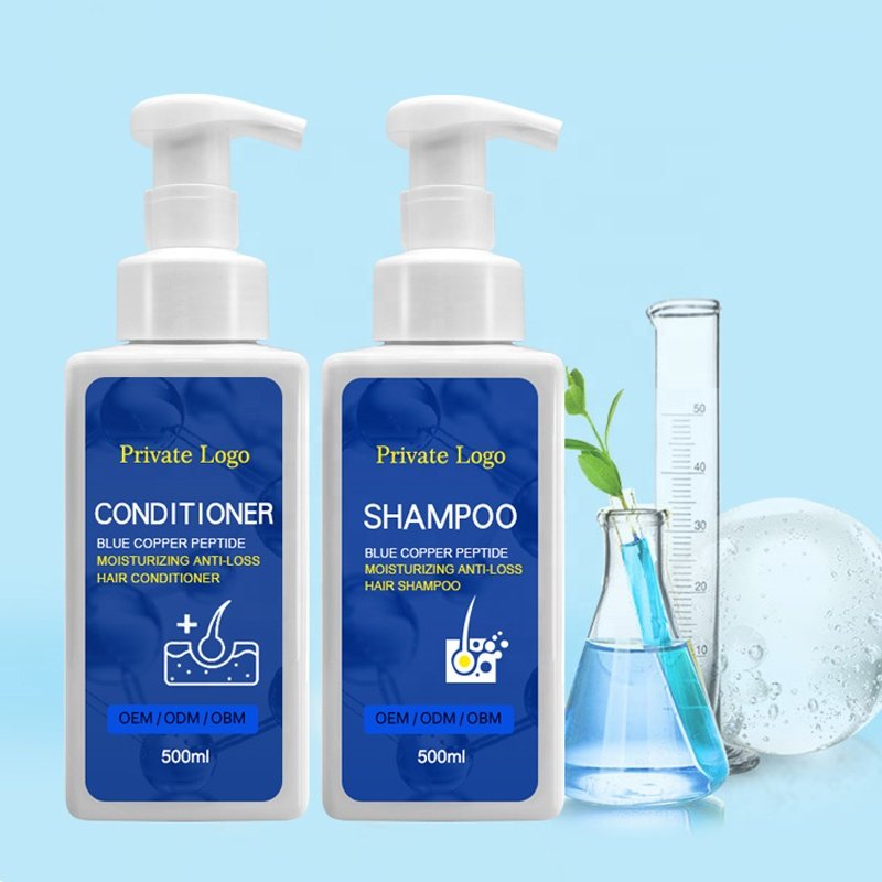 Ready to ship Blue Copper Peptide Ghk-cu Natural Prevent Hair Loss Shampoo and Conditioner Kits