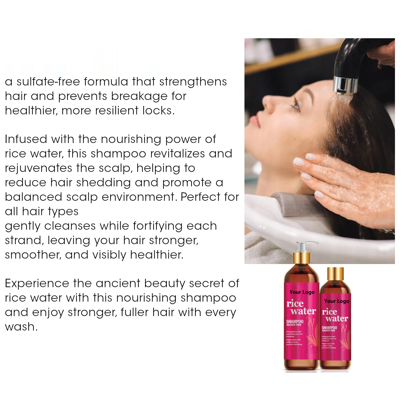Custom OEM/ODM Rice Water Hair Growth Shampoo For Men And Women