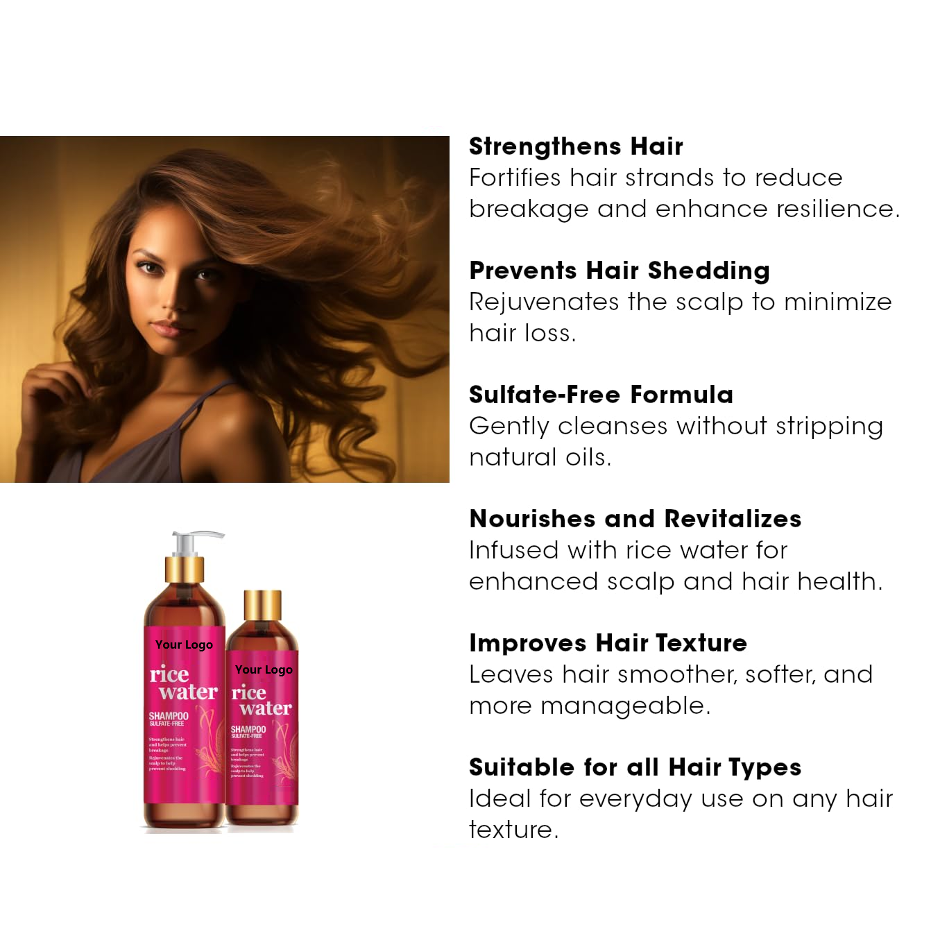 Custom OEM/ODM Rice Water Hair Growth Shampoo For Men And Women