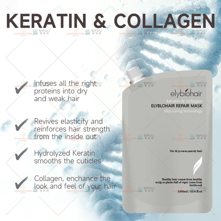 Huati Sifuli elybiohair hair scalp keratin protein collagen moisturizing silky curing shampoo and conditioner for men