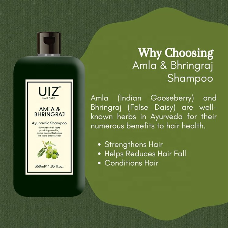 Amla Bhringraj Shampoo Anti-Hair Loss Control Premature Graying Hair Care Strengthens Herbal Shampoo