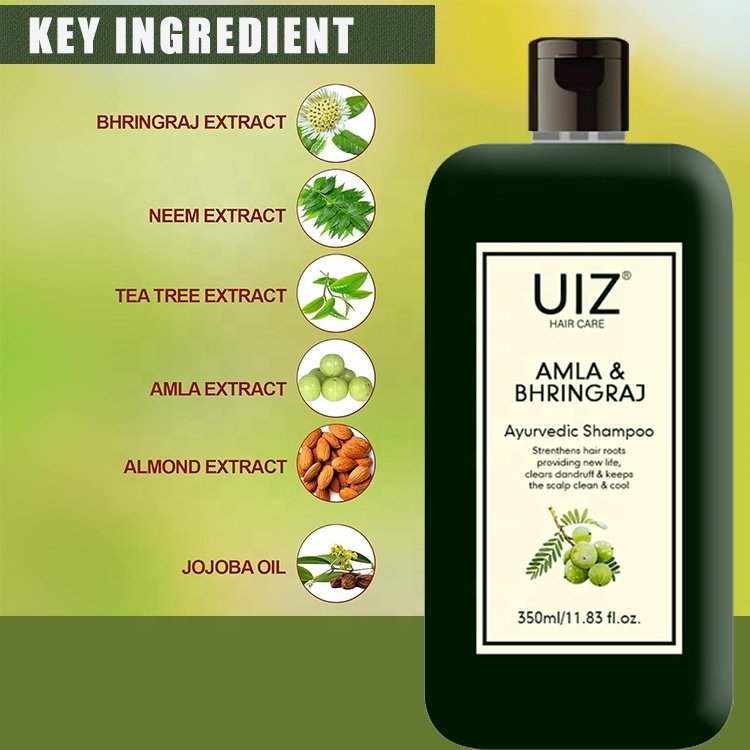 Amla Bhringraj Shampoo Anti-Hair Loss Control Premature Graying Hair Care Strengthens Herbal Shampoo