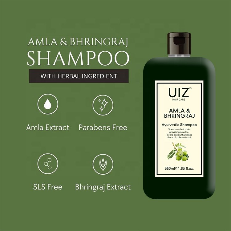 Amla Bhringraj Shampoo Anti-Hair Loss Control Premature Graying Hair Care Strengthens Herbal Shampoo