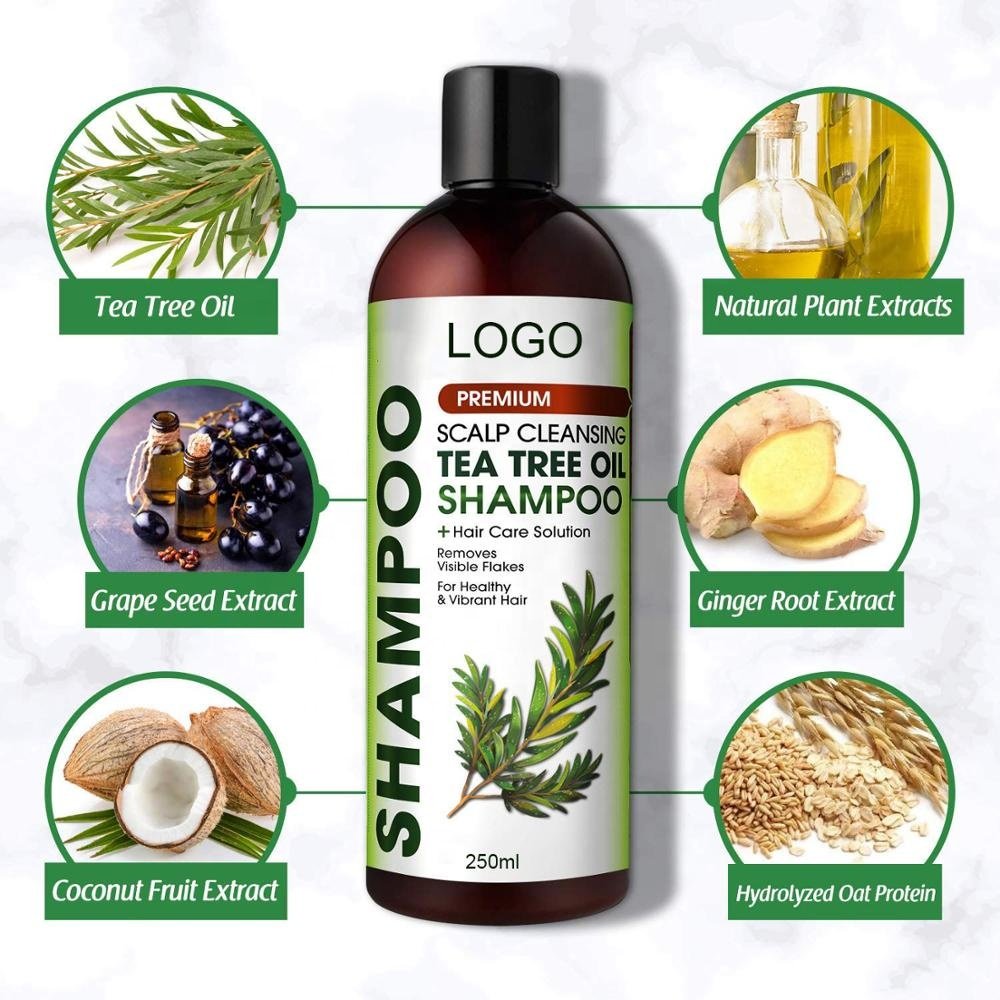 OEM Private Label Hair Care Anti-Dandruff Organic Tea Tree Oil Shampoo and Conditioner Set