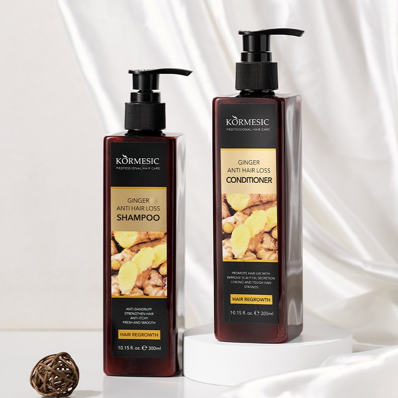 KORMESIC ODM OEM Organic Grow Hair Ginger Shampoo Anti Hair Loss Shampoo And Conditioner Natural Herbal Fast Hair Growth Shampoo
